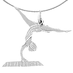 Sterling Silver Gymnast Pendant (Rhodium or Yellow Gold-plated)