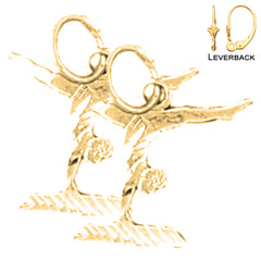 Sterling Silver 16mm Gymnast Earrings (White or Yellow Gold Plated)