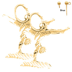 Sterling Silver 16mm Gymnast Earrings (White or Yellow Gold Plated)