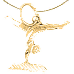 Sterling Silver Gymnast Pendant (Rhodium or Yellow Gold-plated)