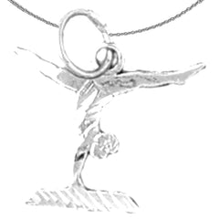 Sterling Silver Gymnast Pendant (Rhodium or Yellow Gold-plated)