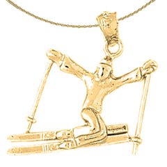 Sterling Silver Skier Pendant (Rhodium or Yellow Gold-plated)