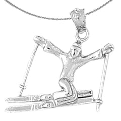 Sterling Silver Skier Pendant (Rhodium or Yellow Gold-plated)