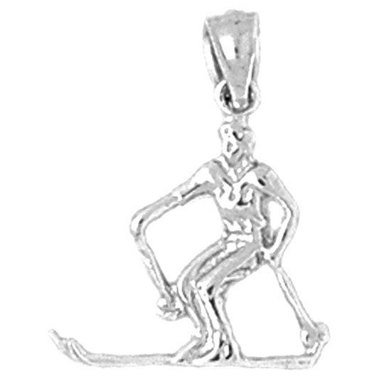 Sterling Silver Skier Pendant