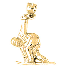 Yellow Gold-plated Silver Snow Boarder Pendant