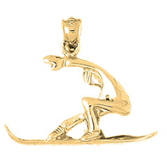 Yellow Gold-plated Silver Snow Boarder Pendant