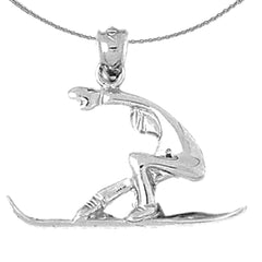 Sterling Silver Snow Boarder Pendant (Rhodium or Yellow Gold-plated)