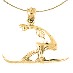 Sterling Silver Snow Boarder Pendant (Rhodium or Yellow Gold-plated)
