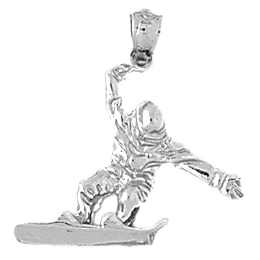 Sterling Silver Snow Boarder Pendant