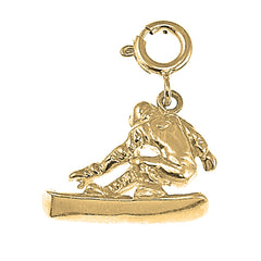 Yellow Gold-plated Silver Snow Boarder Pendant