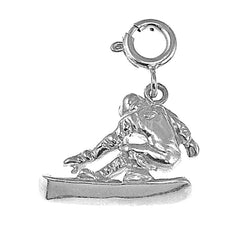 Sterling Silver Snow Boarder Pendant