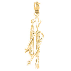 Yellow Gold-plated Silver Set Of Skis Pendant