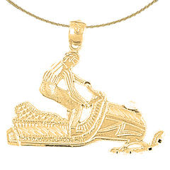 Sterling Silver Snow Mobile Pendant (Rhodium or Yellow Gold-plated)