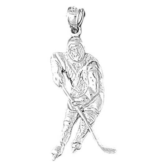Sterling Silver Hockey Player Pendant