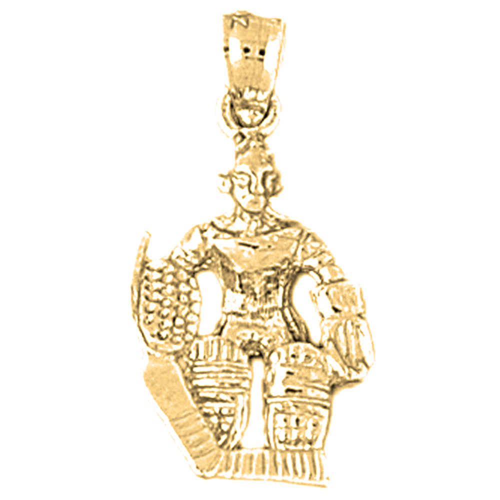 Yellow Gold-plated Silver Hockey Player Pendant