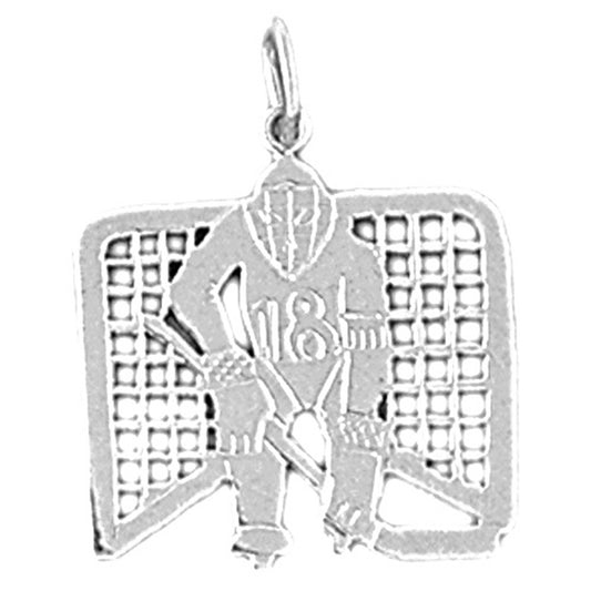 Sterling Silver Hockey Player Goalie Pendant