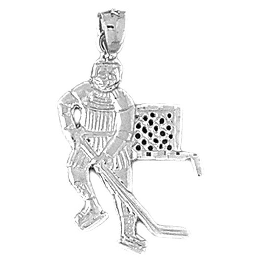 Sterling Silver Hockey Player Pendant