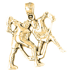 Yellow Gold-plated Silver Hockey Player Pendant