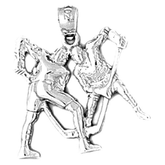 Sterling Silver Hockey Player Pendant