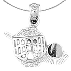 Máscara de hockey de plata de ley con colgante de palo y disco (chapado en rodio o oro amarillo)