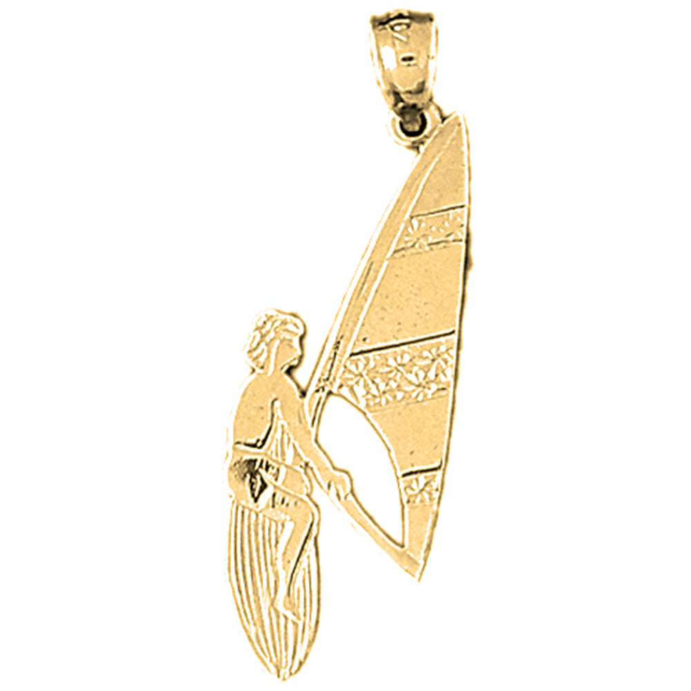 Yellow Gold-plated Silver Wind Surfer Pendant