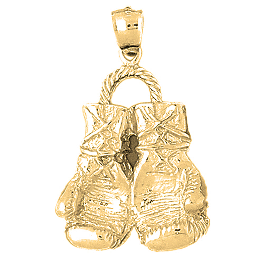 Yellow Gold-plated Silver Boxing Gloves Pendant