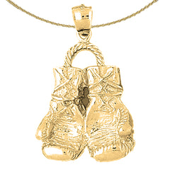 Sterling Silver Boxing Gloves Pendant (Rhodium or Yellow Gold-plated)
