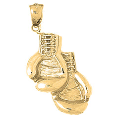 Yellow Gold-plated Silver Boxing Gloves Pendant