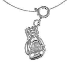 Sterling Silver Boxing Gloves Pendant (Rhodium or Yellow Gold-plated)