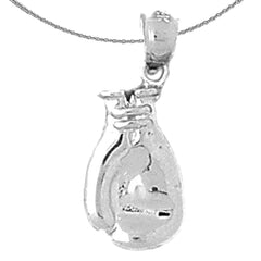 Sterling Silver Boxing Gloves Pendant (Rhodium or Yellow Gold-plated)