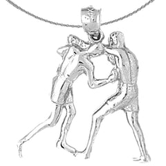 Sterling Silver Boxer Pendant (Rhodium or Yellow Gold-plated)