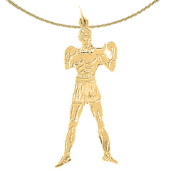 Sterling Silver Boxer Pendant (Rhodium or Yellow Gold-plated)