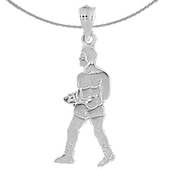 Sterling Silver Boxer Pendant (Rhodium or Yellow Gold-plated)