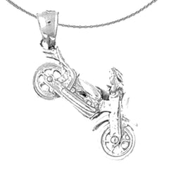 3D-Motorradanhänger aus Sterlingsilber (rhodiniert oder gelbvergoldet)