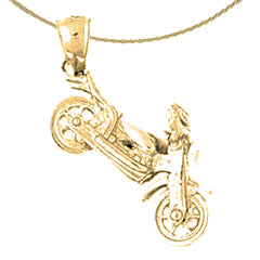 3D-Motorradanhänger aus Sterlingsilber (rhodiniert oder gelbvergoldet)