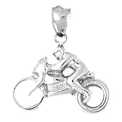 Sterling Silver Street Motorcycle Pendant