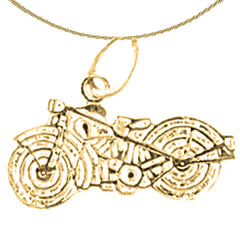 Colgante de motocicleta de plata de ley (bañado en rodio o oro amarillo)