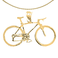 Sterling Silver Bicycle Pendant (Rhodium or Yellow Gold-plated)