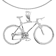 Sterling Silver Bicycle Pendant (Rhodium or Yellow Gold-plated)