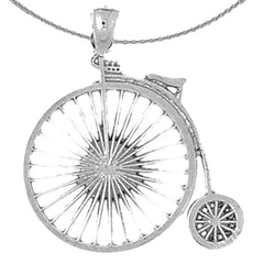 Sterling Silver Bicycle Pendant (Rhodium or Yellow Gold-plated)