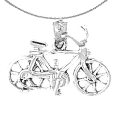 Sterling Silver Bicycle Pendant (Rhodium or Yellow Gold-plated)