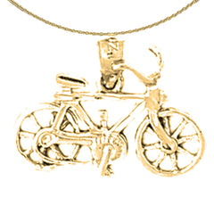 Sterling Silver Bicycle Pendant (Rhodium or Yellow Gold-plated)