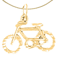 Sterling Silver Bicycle Pendant (Rhodium or Yellow Gold-plated)