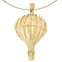 Sterling Silver Hot Air Balloon Pendant (Rhodium or Yellow Gold-plated)