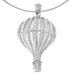 Sterling Silver Hot Air Balloon Pendant (Rhodium or Yellow Gold-plated)