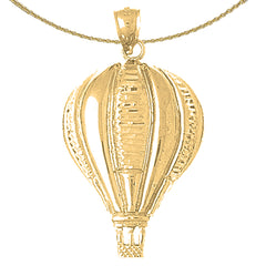 Sterling Silver Hot Air Balloon Pendant (Rhodium or Yellow Gold-plated)