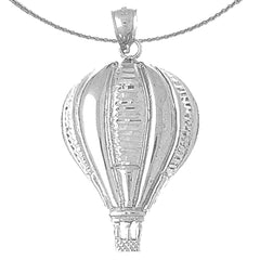 Sterling Silver Hot Air Balloon Pendant (Rhodium or Yellow Gold-plated)