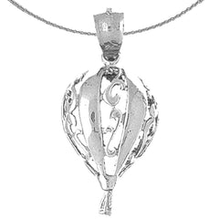 Sterling Silver Hot Air Balloon Pendant (Rhodium or Yellow Gold-plated)