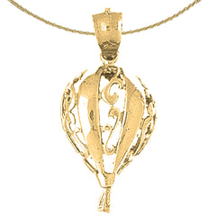 Sterling Silver Hot Air Balloon Pendant (Rhodium or Yellow Gold-plated)