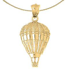Sterling Silver Hot Air Balloon Pendant (Rhodium or Yellow Gold-plated)